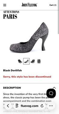 John Fluevog Attention Pump sz 10 Paris Davil Fish Sea Storm Black 10 EUC Shoes